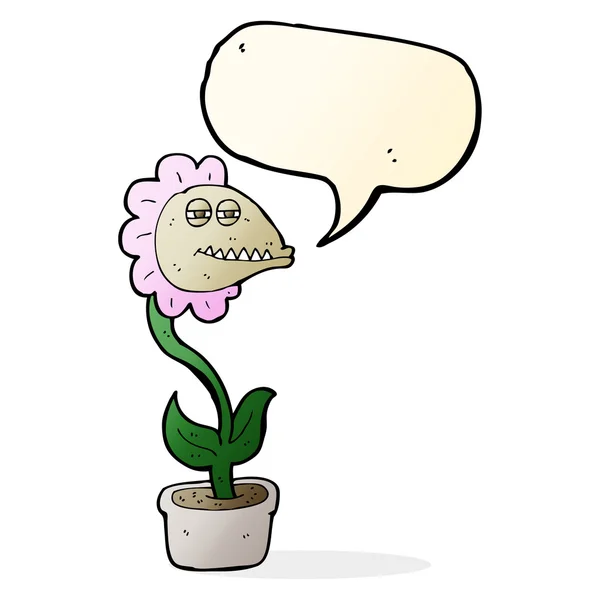 Cartoon monster flower with speech bubble — Stock Vector