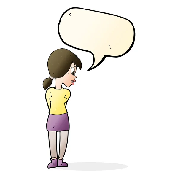 Καρτούν όμορφο κορίτσι με φούσκα ομιλία — Διανυσματικό Αρχείο