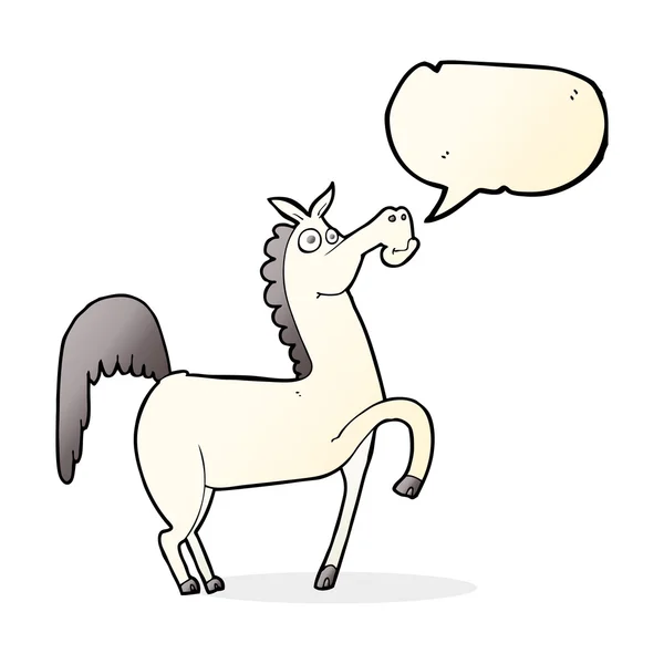 Lucu kartun kuda dengan berbicara gelembung - Stok Vektor