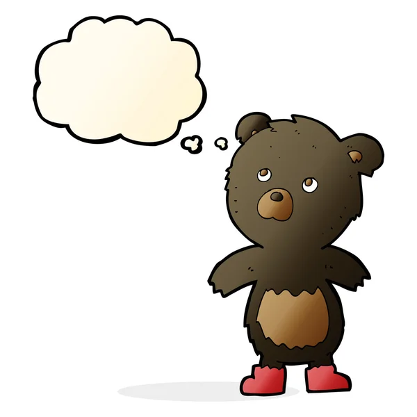 Cartoon schattig kleine beer met gedachte zeepbel — Stockvector