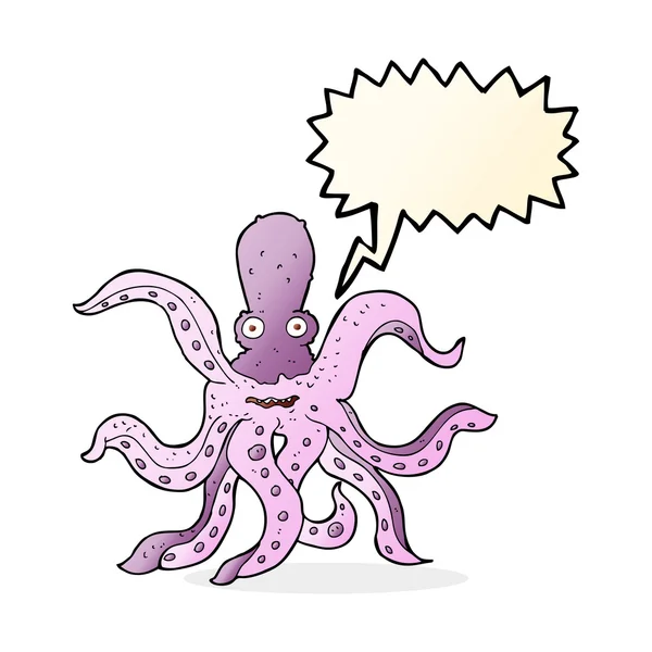 Cartoon reus octopus met spraakbel — Stockvector