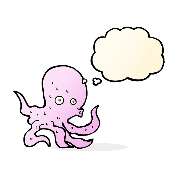 Cartoon octopus with thought bubble — Stock Vector