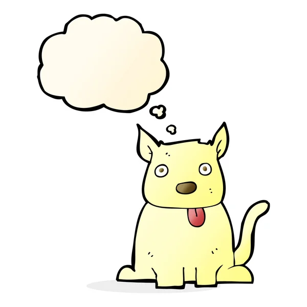 Cartoon hond steken uit tong met gedachte zeepbel — Stockvector