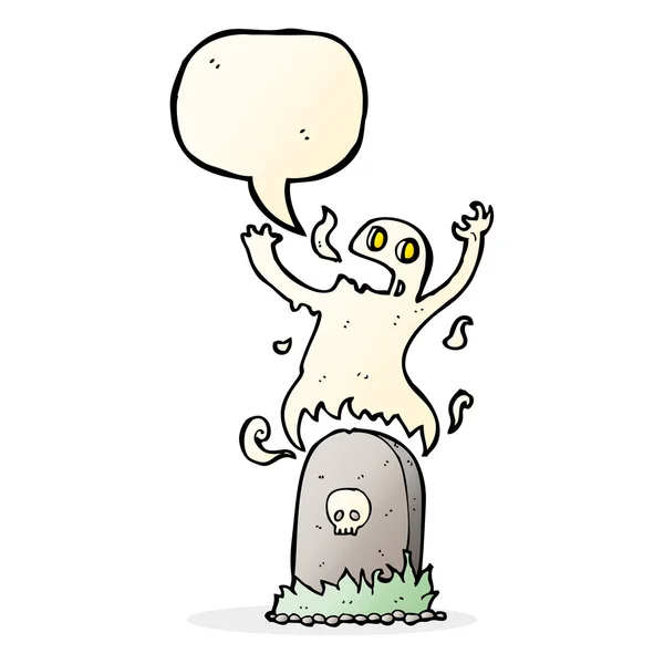 带着言语泡沫从坟墓中升起的卡通鬼魂 — 图库矢量图片