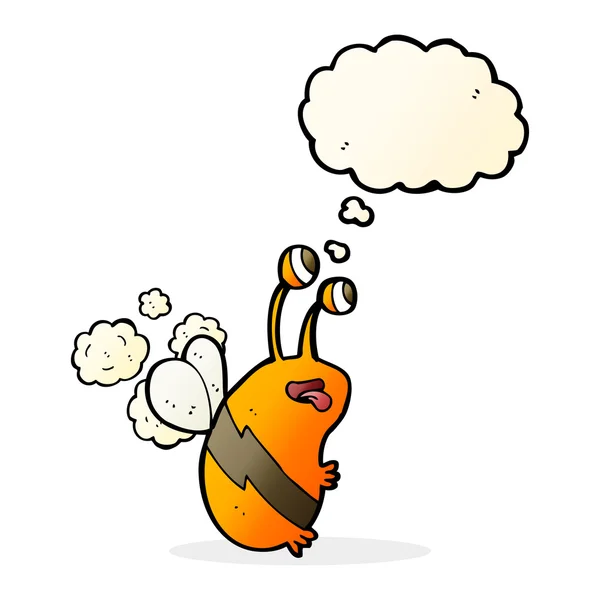 Desenho animado abelha engraçada com bolha de pensamento — Vetor de Stock