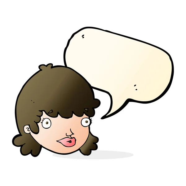 Cartoon starrt Mädchen mit Sprechblase — Stockvektor