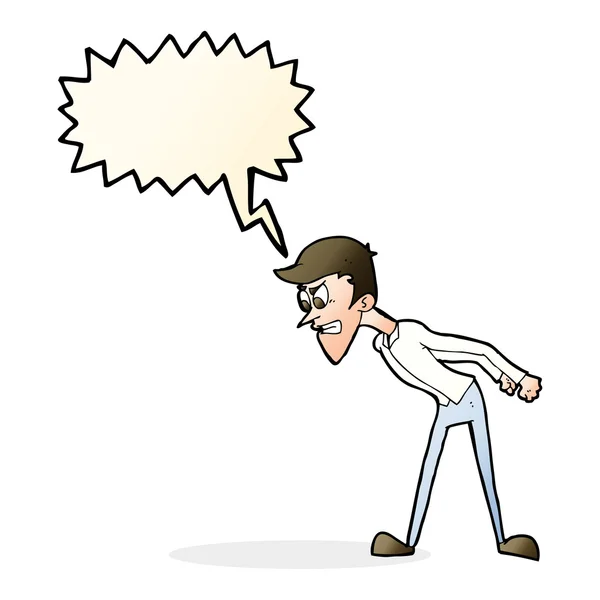 Karikatur wütender Mann mit Sprechblase — Stockvektor