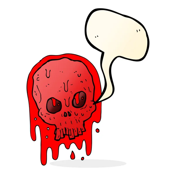 Cartoon bloody skull with speech bubble — Stock Vector