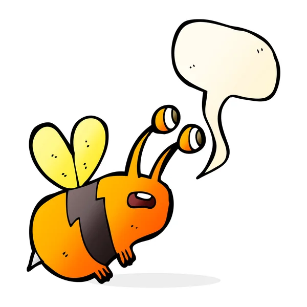 Dessin animé abeille effrayée avec bulle de parole — Image vectorielle