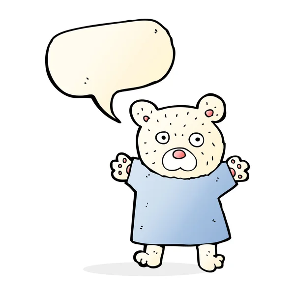 Dibujos animados lindo oso polar con burbuja de habla — Archivo Imágenes Vectoriales