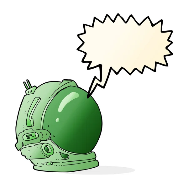 Casque astronaute dessin animé avec bulle de parole — Image vectorielle