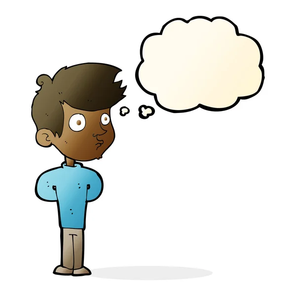 Cartoon-Junge starrt mit Gedankenblase — Stockvektor