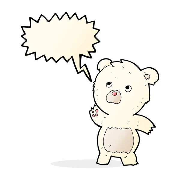 Cartoon curious polar bear with speech bubble — Stock Vector