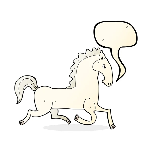 Kreslený běží bílý hřebec s balónem — Stockový vektor