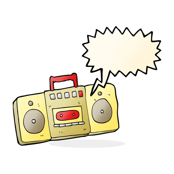 Cartoon radio cassette player with speech bubble — Stock Vector