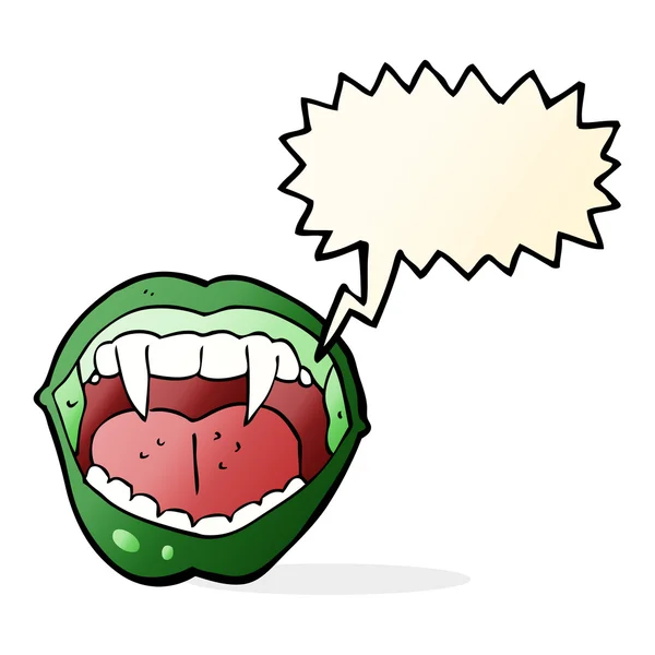 Cartoon vampire mouth with speech bubble — Stock Vector