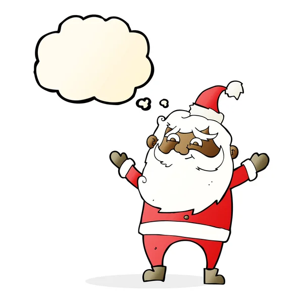 만화의 행복 한 산타 클라우스 생각 거품 — 스톡 벡터