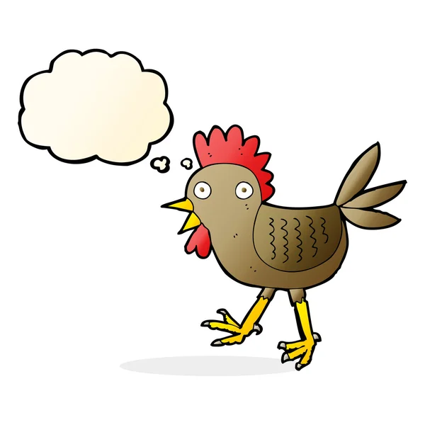 Αστείο κοτόπουλο κινουμένων σχεδίων με φούσκα σκέψης — Διανυσματικό Αρχείο