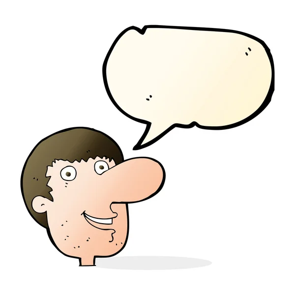 Cartoon happy male face with speech bubble — Stock Vector