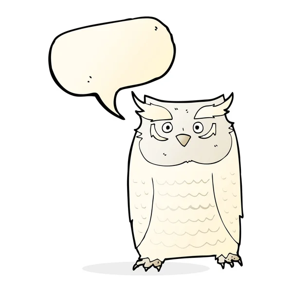 Hibou dessin animé avec bulle de parole — Image vectorielle