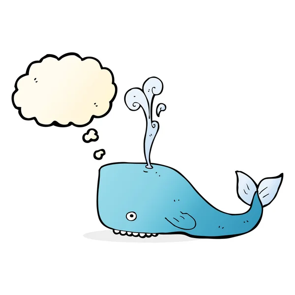 Cartoon whale with thought bubble — Stock Vector