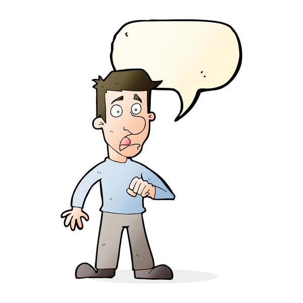 Cartoon shocked man with speech bubble — Stock Vector