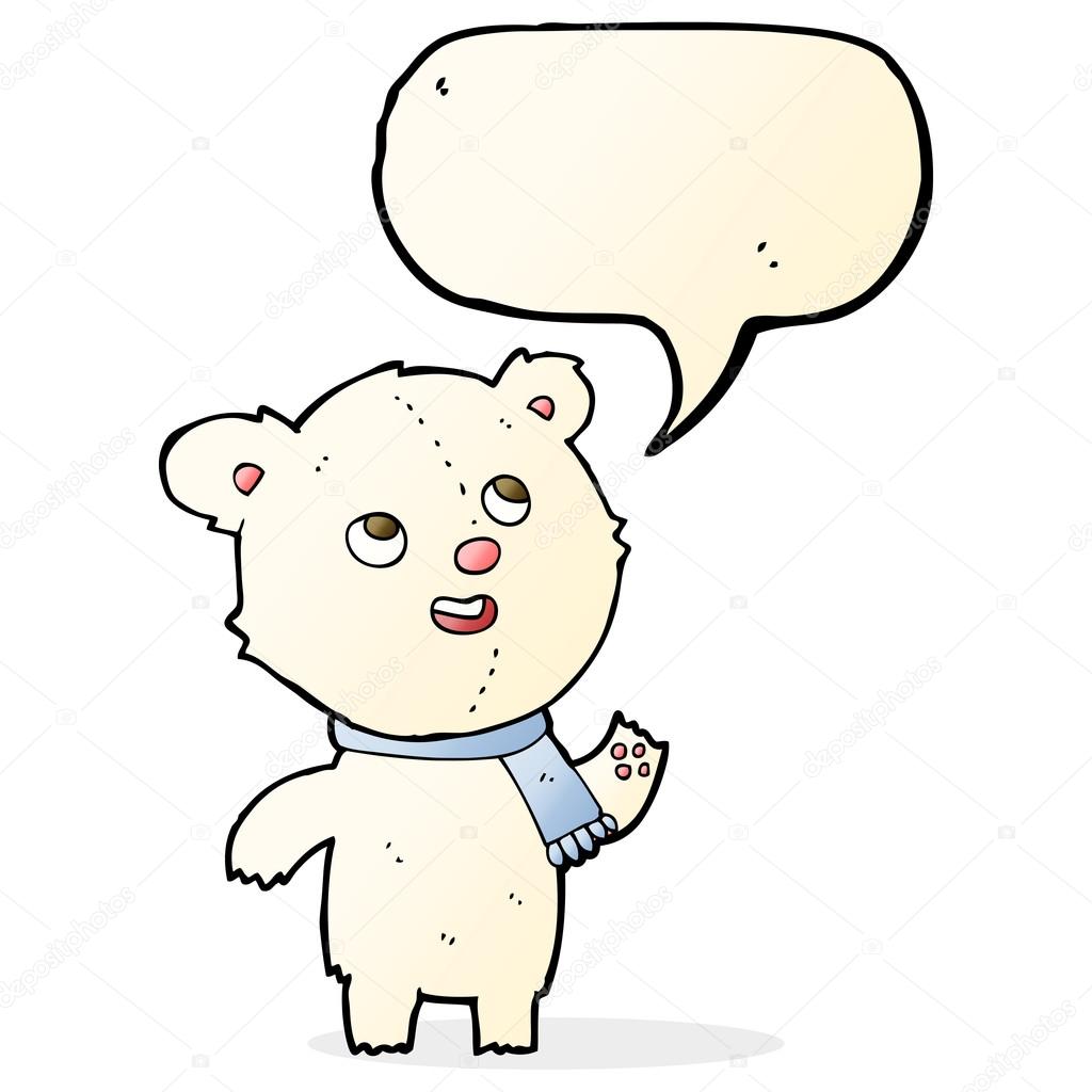 吹き出しとスカーフを身に着けている漫画シロクマ ストックベクター C Lineartestpilot