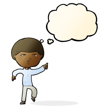 Çizgi film düşünce baloncuğu ile rahatsız bir adam