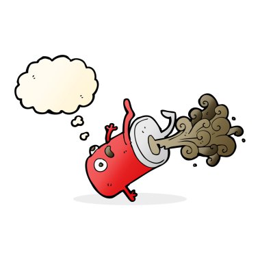 Düşünce baloncuklu eski içki kutusu.