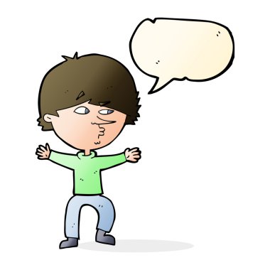 karikatür şüpheli adam konuşma balonu ile