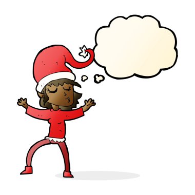 Noel Baba'nın yardımcı çizgi ile düşünce balonu