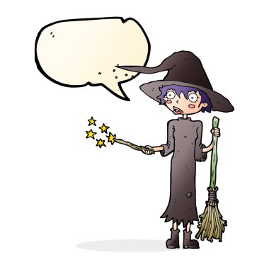 Konuşma baloncuğu ile çizgi cadı döküm büyü