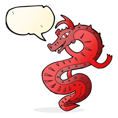 Konuşma balonlu Sakson ejderha çizgi filmi