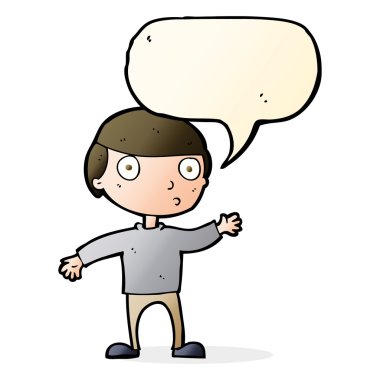 Konuşma balonlu bir çizgi film adamı.