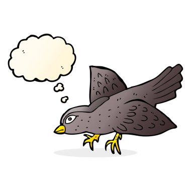 Düşünce baloncuklu çizgi film kuşu