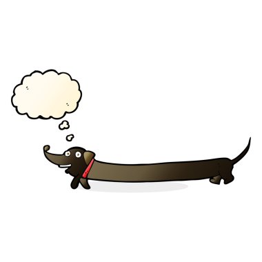 Düşünce baloncuklu çizgi film dachshund