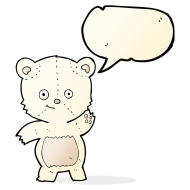 Kutup ayısı ile konuşma balonu sallayarak çizgi film