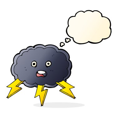 çizgi film bulut ve yıldırım sembolü düşünce balonu ile cıvata