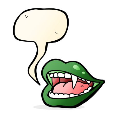 Konuşma baloncuklu çizgi vampir ağzı.