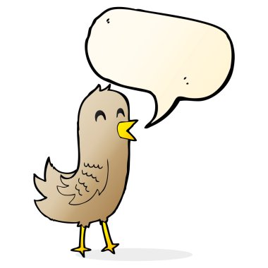 çizgi film mutlu kuş konuşma balonu ile