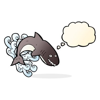 Düşünce baloncuklu çizgi film köpekbalığı