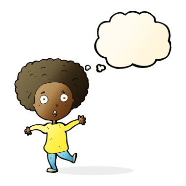 Düşünce baloncuğu olan ürkmüş bir insan.