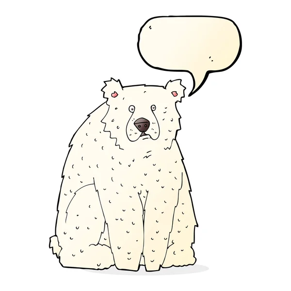 Divertido oso polar de dibujos animados con burbuja de habla — Archivo Imágenes Vectoriales