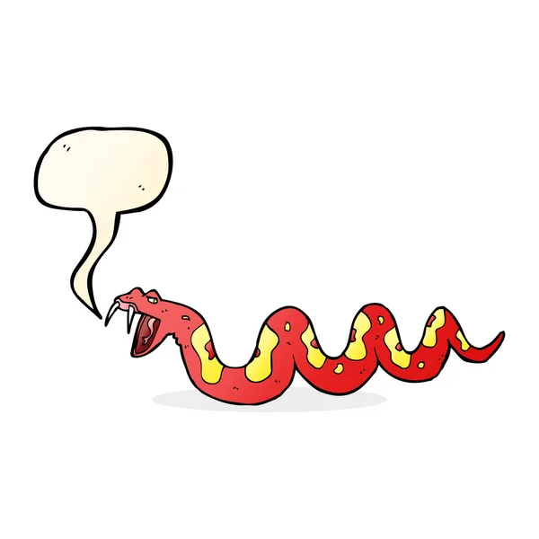 Serpiente venenosa de dibujos animados con burbuja del habla — Vector de stock