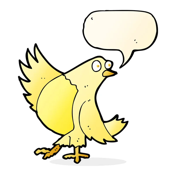 Cartoon dancing bird with speech bubble — Stock Vector