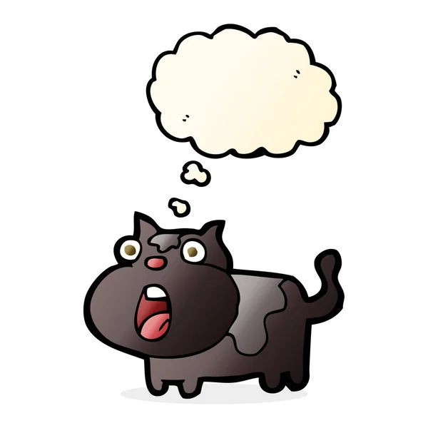 Cartoon shocked cat with thought bubble — Stock Vector
