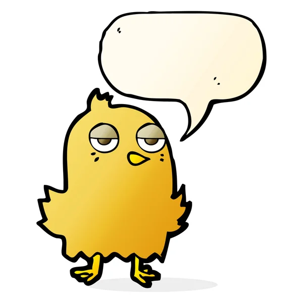 Cartoon verveelde vogel met spraakbel — Stockvector