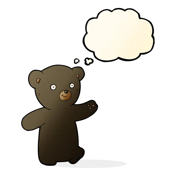 Cartoon black bear cub with thought bubble — Stock Vector