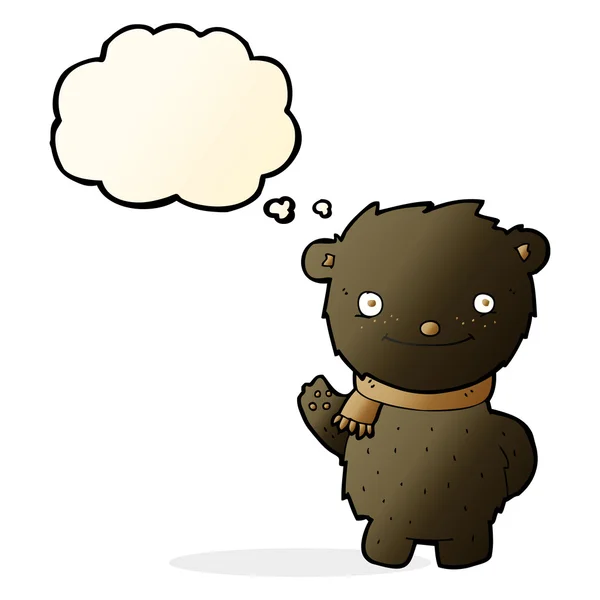 Kartun lucu beruang hitam dengan pikiran gelembung - Stok Vektor