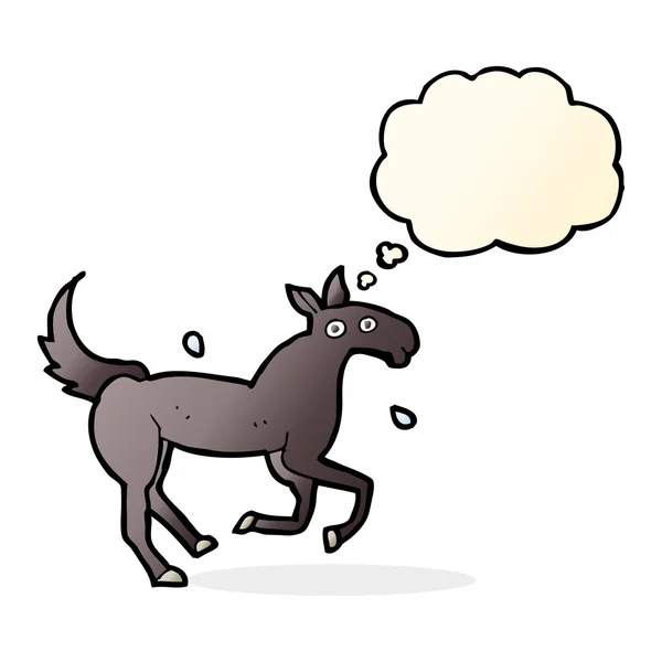 Cartoon horse sweating with thought bubble — Stock Vector